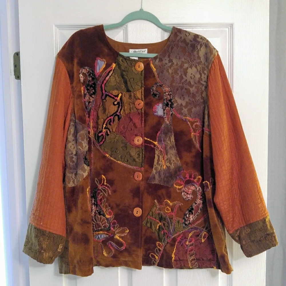 Coldwater Creek Mixed Media Vtg Embroided Jacket